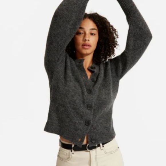 Everlane Cropped Alpaca Cardigan Grey XS - Picture 2 of 7